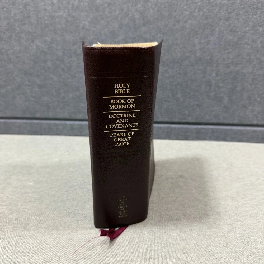 LDS Quadruple Combination Book of Mormon Bible Burgundy Leather Good Indexed